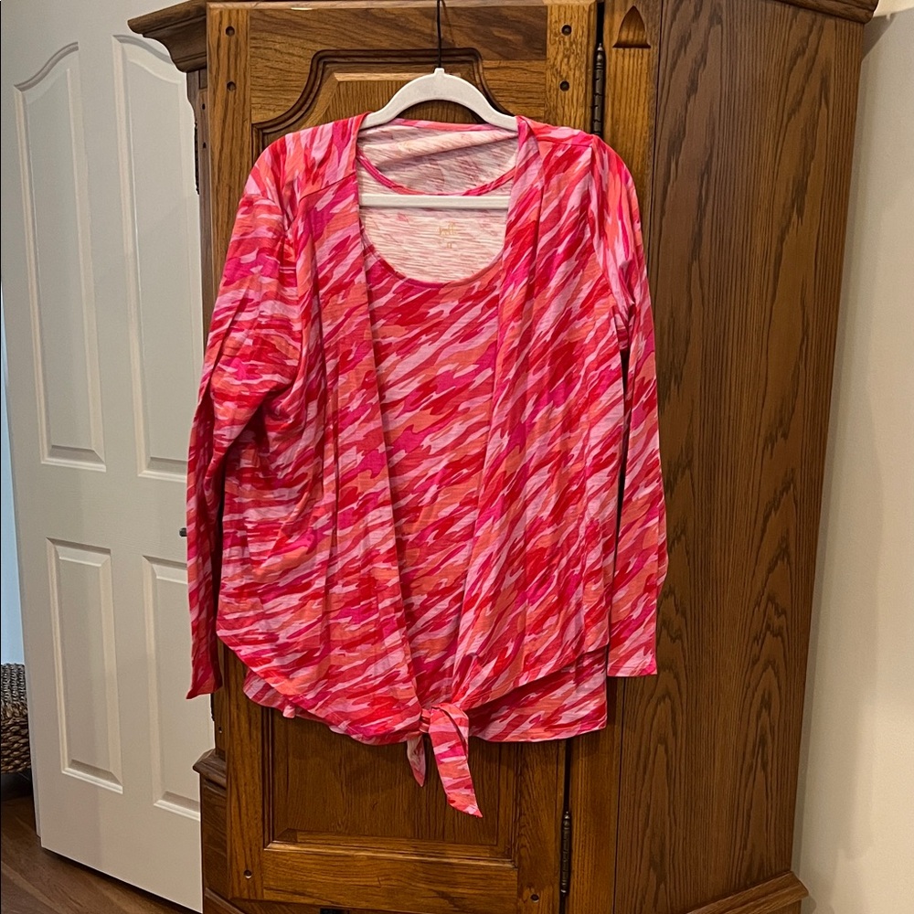 Belle by Kim Gravel Pink and Red Patterned Blouse